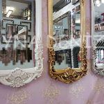 Klasik Model Eskitme Beyaz Renk Boy Aynası-19