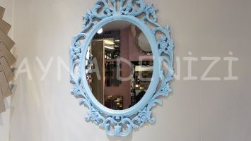 Vintage Taç Model Açık Mavi Renk Dekoratif Ayna