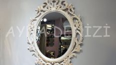 Vintage Taç Model Çatlak Altın Krem Renk Dekoratif Ayna