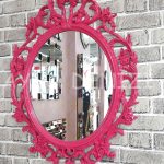 Vintage Taç Model Fuşya Renk Dekoratif Ayna-3