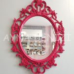 Vintage Taç Model Fuşya Renk Dekoratif Ayna-4