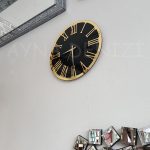 Golden Jet Black Model Altın Siyah Renk Dekoratif Aynalı Duvar Saati-14