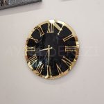 Golden Jet Black Model Altın Siyah Renk Dekoratif Aynalı Duvar Saati-2