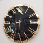 Golden Jet Black Model Altın Siyah Renk Dekoratif Aynalı Duvar Saati-3