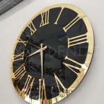 Golden Jet Black Model Altın Siyah Renk Dekoratif Aynalı Duvar Saati-7
