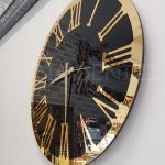 Golden Jet Black Model Altın Siyah Renk Dekoratif Aynalı Duvar Saati-9