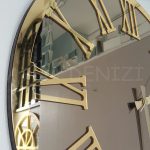 Golden Jet Bronze Model Altın Bronz Renk Dekoratif Aynalı Duvar Saati-13