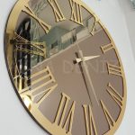 Golden Jet Bronze Model Altın Bronz Renk Dekoratif Aynalı Duvar Saati-3