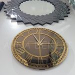 Golden Roma Bronze Model Altın Bronz Renk Dekoratif Aynalı Duvar Saati-11