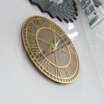 Golden Roma Bronze Model Altın Bronz Renk Dekoratif Aynalı Duvar Saati-12