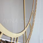 Golden Roma Bronze Model Altın Bronz Renk Dekoratif Aynalı Duvar Saati-15