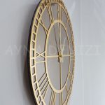 Golden Roma Bronze Model Altın Bronz Renk Dekoratif Aynalı Duvar Saati-4
