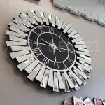 Güneş Silver Black Model Gümüş Renk Dekoratif Aynalı Duvar Saati-8