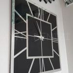 Silver Quare Black Model Gümüş Siyah Renk Dekoratif Aynalı Duvar Saati-11