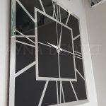 Silver Quare Black Model Gümüş Siyah Renk Dekoratif Aynalı Duvar Saati-12