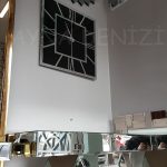 Silver Quare Black Model Gümüş Siyah Renk Dekoratif Aynalı Duvar Saati-18
