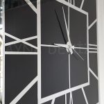 Silver Quare Black Model Gümüş Siyah Renk Dekoratif Aynalı Duvar Saati-19