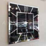 Silver Quare Black Model Gümüş Siyah Renk Dekoratif Aynalı Duvar Saati-2