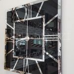 Silver Quare Black Model Gümüş Siyah Renk Dekoratif Aynalı Duvar Saati-4