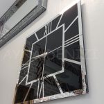 Silver Quare Black Model Gümüş Siyah Renk Dekoratif Aynalı Duvar Saati-6