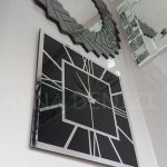 Silver Quare Black Model Gümüş Siyah Renk Dekoratif Aynalı Duvar Saati-7