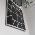 Silver Quare Black Model Gümüş Siyah Renk Dekoratif Aynalı Duvar Saati-8