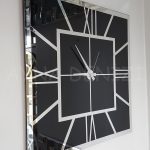Silver Quare Black Model Gümüş Siyah Renk Dekoratif Aynalı Duvar Saati-9
