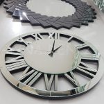 Circle Silver Model Gümüş Renk Dekoratif Aynalı Duvar Saati-13