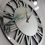 Circle Silver Model Gümüş Renk Dekoratif Aynalı Duvar Saati-8