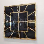Golden Quare Black Model Altın Siyah Renk Dekoratif Aynalı Duvar Saati-1