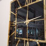 Golden Quare Black Model Altın Siyah Renk Dekoratif Aynalı Duvar Saati-11
