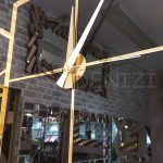 Golden Quare Black Model Altın Siyah Renk Dekoratif Aynalı Duvar Saati-13