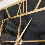 Golden Quare Black Model Altın Siyah Renk Dekoratif Aynalı Duvar Saati-15
