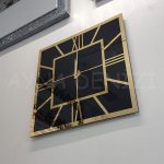 Golden Quare Black Model Altın Siyah Renk Dekoratif Aynalı Duvar Saati-3