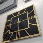 Golden Quare Black Model Altın Siyah Renk Dekoratif Aynalı Duvar Saati-4