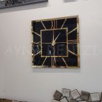 Golden Quare Black Model Altın Siyah Renk Dekoratif Aynalı Duvar Saati-6