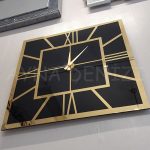 Golden Quare Black Model Altın Siyah Renk Dekoratif Aynalı Duvar Saati-8
