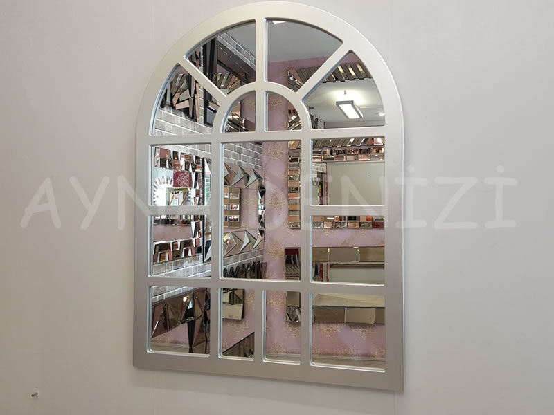 Galata Model Gümüş Renk Dekoratif Pencere Ayna