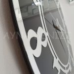 Silver Latin Black Model Gümüş Siyah Renk Dekoratif Aynalı Duvar Saati-11