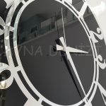 Silver Latin Black Model Gümüş Siyah Renk Dekoratif Aynalı Duvar Saati-17