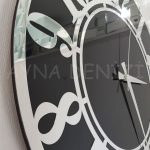 Silver Latin Black Model Gümüş Siyah Renk Dekoratif Aynalı Duvar Saati-18