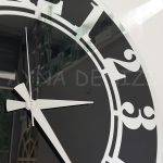 Silver Latin Black Model Gümüş Siyah Renk Dekoratif Aynalı Duvar Saati-19