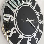 Silver Latin Black Model Gümüş Siyah Renk Dekoratif Aynalı Duvar Saati-4