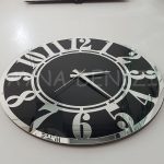 Silver Latin Black Model Gümüş Siyah Renk Dekoratif Aynalı Duvar Saati-6