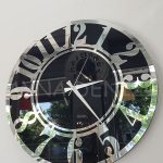 Silver Latin Black Model Gümüş Siyah Renk Dekoratif Aynalı Duvar Saati-7