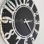 Silver Latin Black Model Gümüş Siyah Renk Dekoratif Aynalı Duvar Saati-8