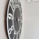 Silver Latin Black Model Gümüş Siyah Renk Dekoratif Aynalı Duvar Saati-9
