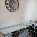 Circle Roma Smoked Model Füme Renk Dekoratif Aynalı Duvar Saati-8