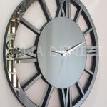 Circle Roma Smoked Model Füme Renk Dekoratif Aynalı Duvar Saati-9
