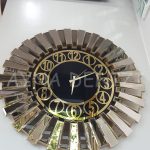 Güneş Golden Circle Black Model Altın Siyah Renk Dekoratif Aynalı Duvar Saati-6